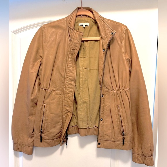 VINCE VINTAGE TAN LEATHER UTILITY JACKET - Picture 2 of 14